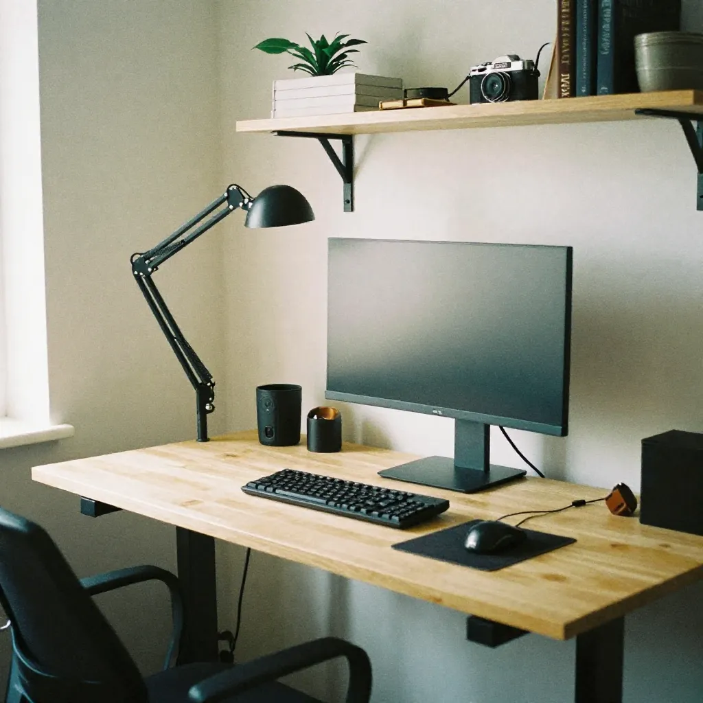 Minimalistische werkruimte met focus op productiviteit